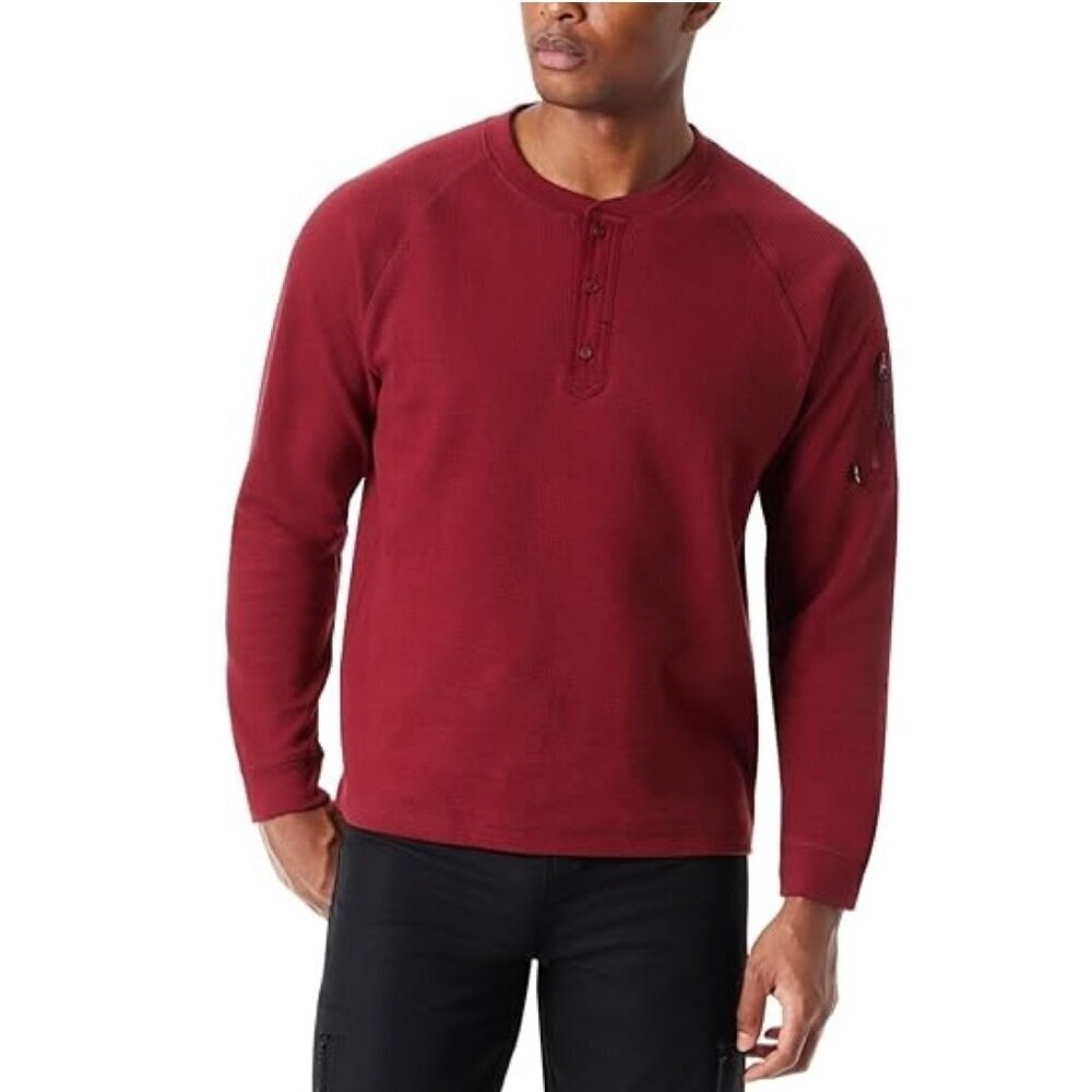 Bass Outdoor Cabernet Red Thermal Henley Long Sleeve Shirt S NWT 6234